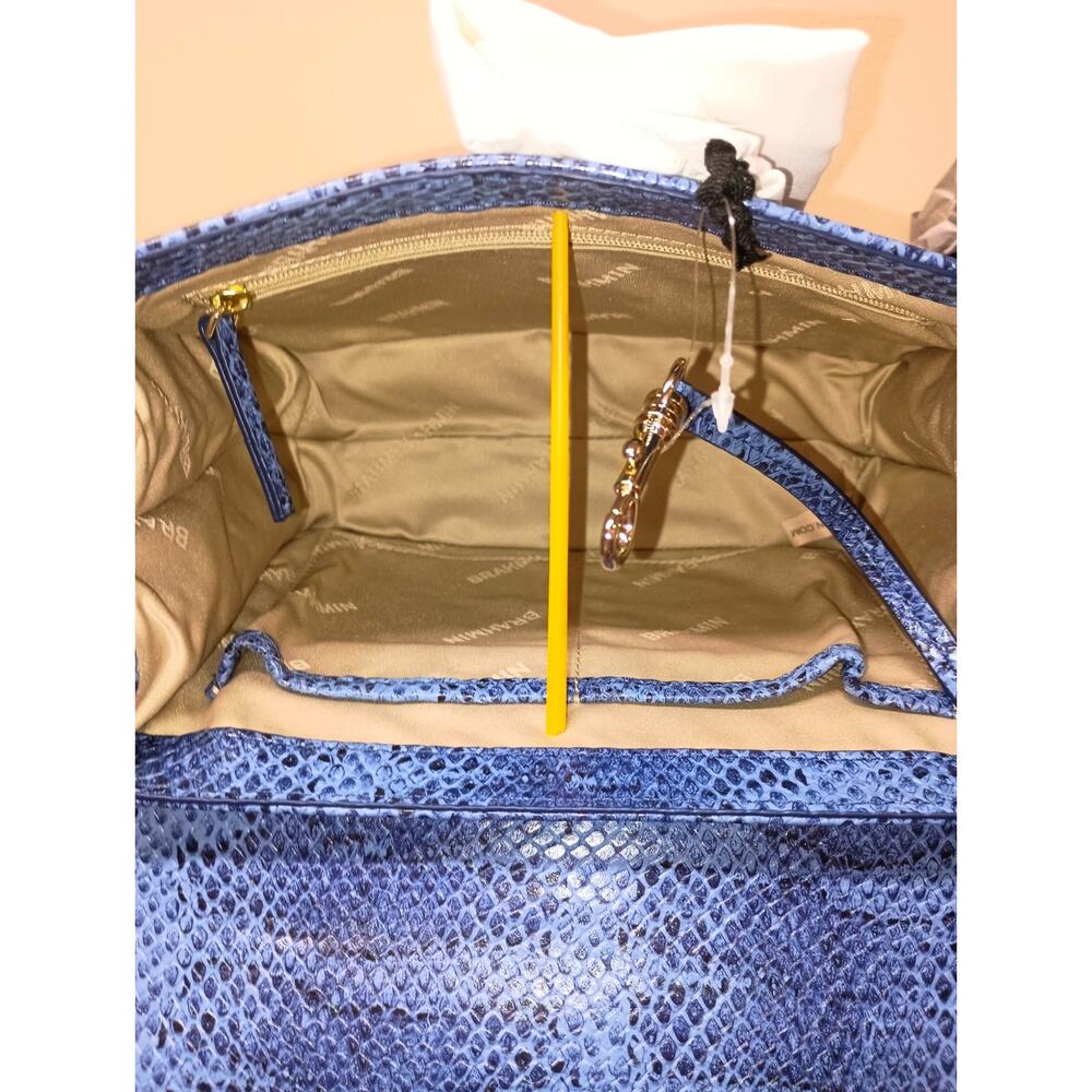NWT Brahmin Small Hallie Navy Bonaire Leather Satchel Bag - Picture 10 of 10